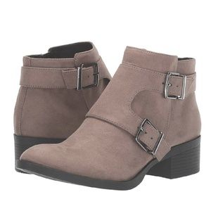 Kenneth Cole Re-Belle Moto Bootie suede taupe NIB